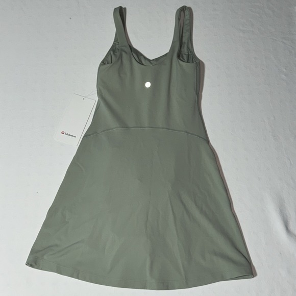 Lululemon Size 0 Align Dress Fog Green Built-In Bra Tight Nulu Stretch $148 NWT - Picture 3 of 8